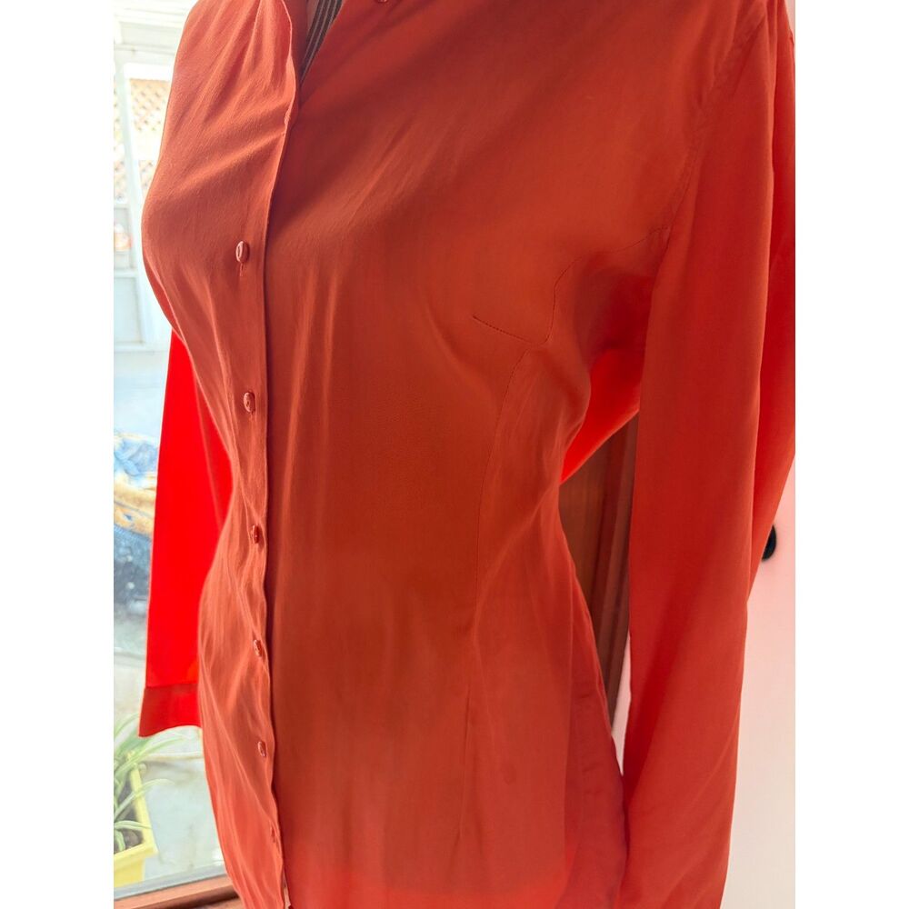 Vintage Nara Mamicie Cotton made in Italy Orange Holiday Fall Long Blouse Dress - Picture 5 of 13